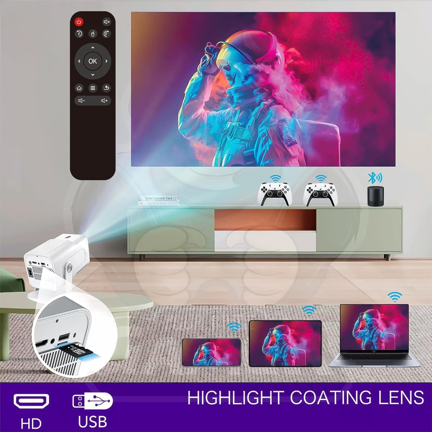 HCS350 Pro 4K Projector with 30000 Built-in Games