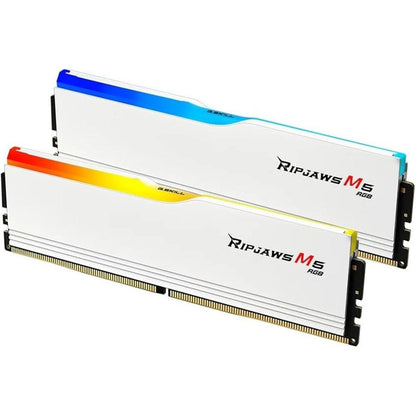 مجموعة ذاكرة G.SKILL Ripjaws M5 RGB سعة 32 جيجابايت (2 × 16 جيجابايت) DDR5 RAM بسرعة 6000 ميجا نقلة/ثانية وتوقيت CL36 - أبيض