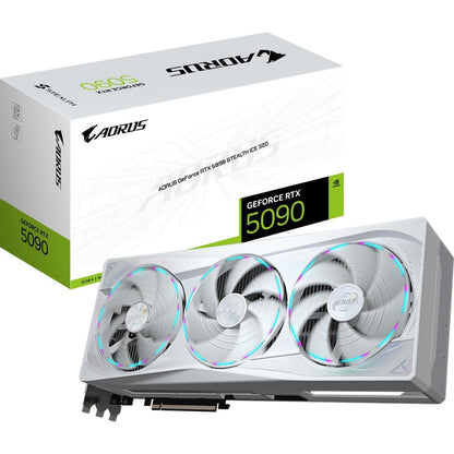بطاقة رسومات GIGABYTE AORUS GeForce RTX 5090 MASTER STEALTH ICE بسعة 32 جيجابايت من نوع GDDR7