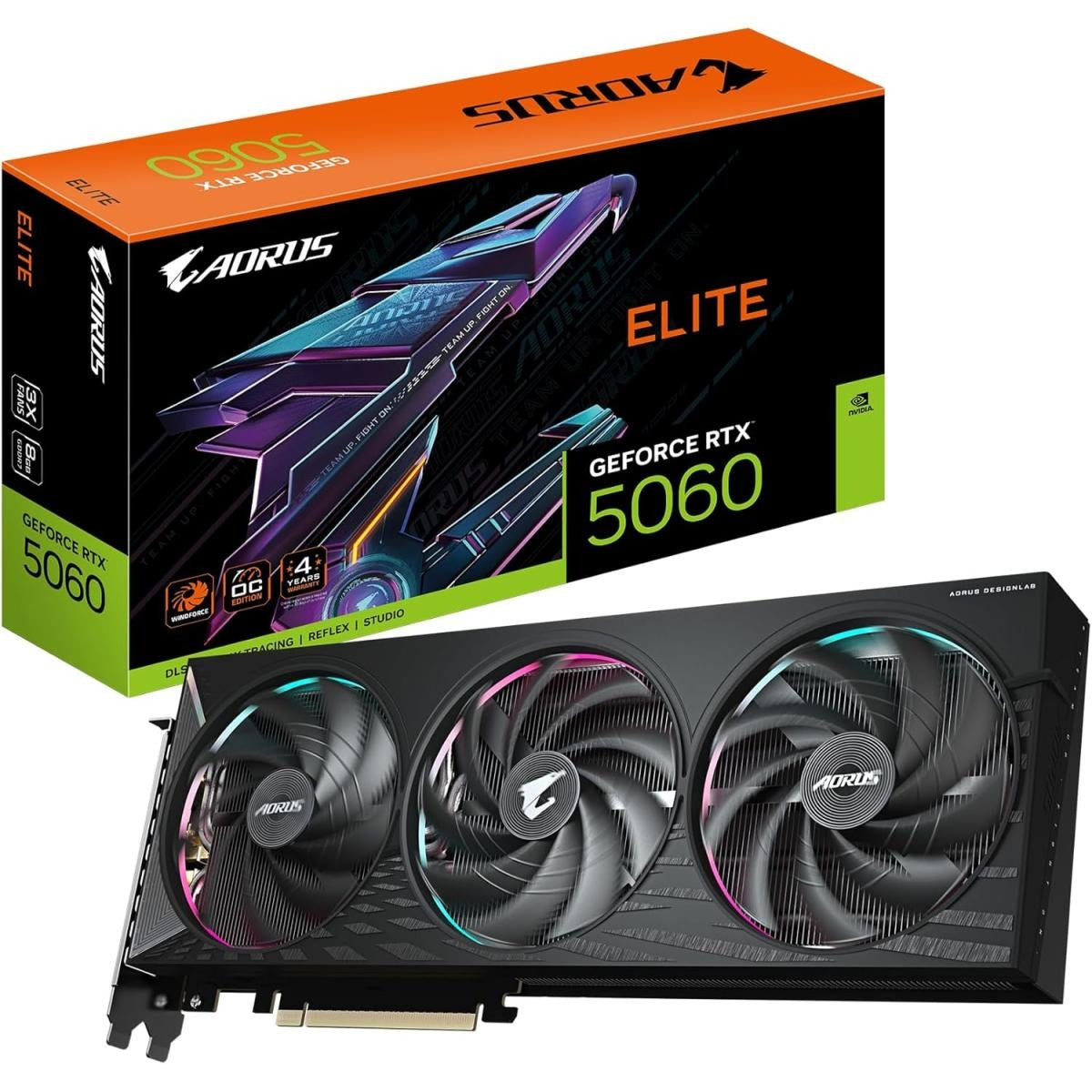 بطاقة رسومات GIGABYTE AORUS GeForce RTX 5060 ELITE بسعة 8 جيجابايت GDDR7