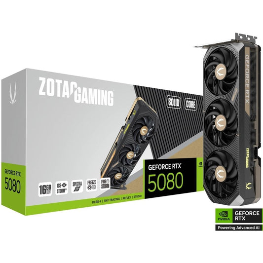 بطاقة رسومات ZOTAC GAMING GeForce RTX 5080 SOLID CORE بسعة 16 جيجابايت من نوع GDDR7