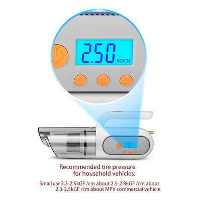4 In 1 Car Vacuum Cleaner And Car Tyre Pump With LED Light (Black)