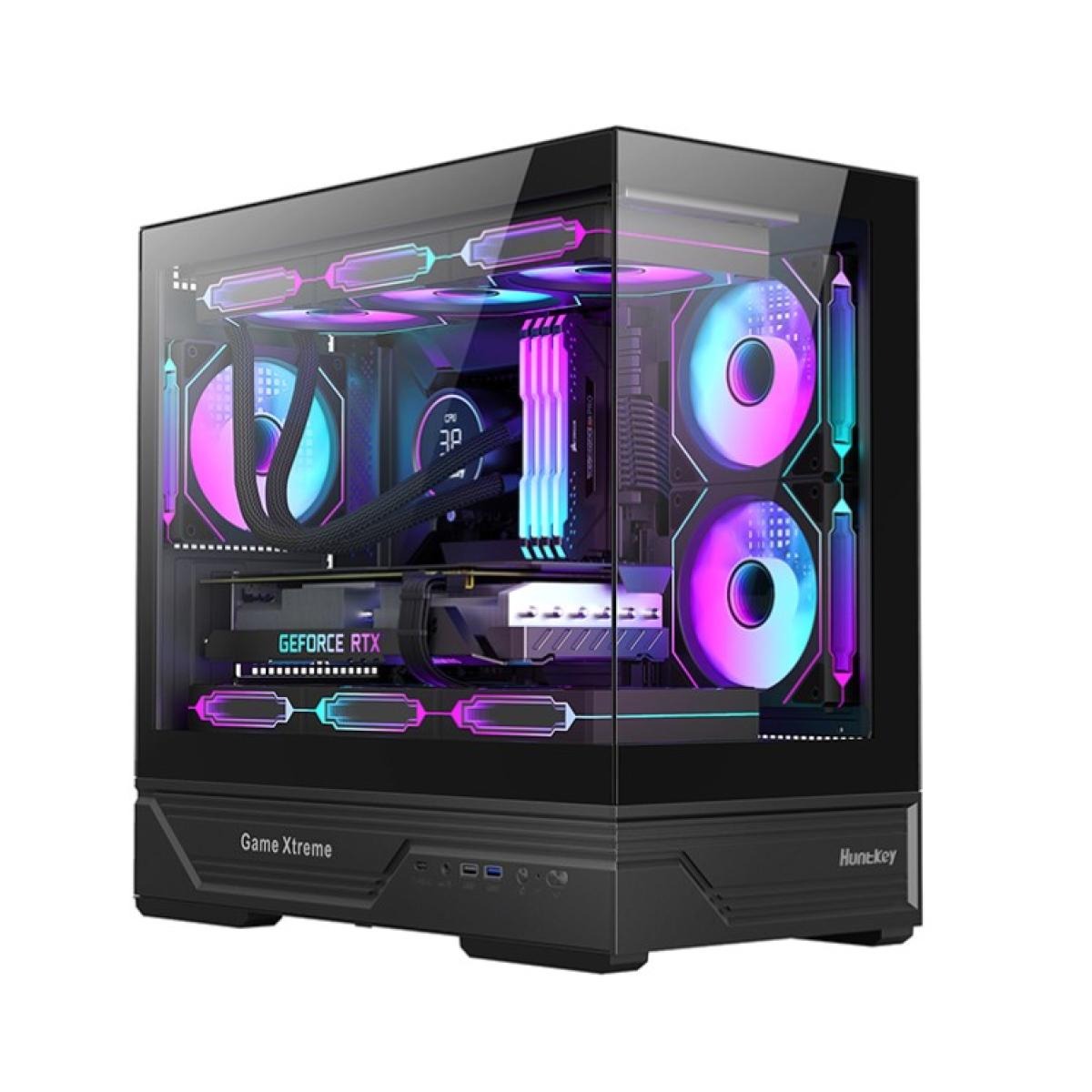 كيس Huntkey GX760AE Fortune Lite فارغ بدون مراوح - أسود