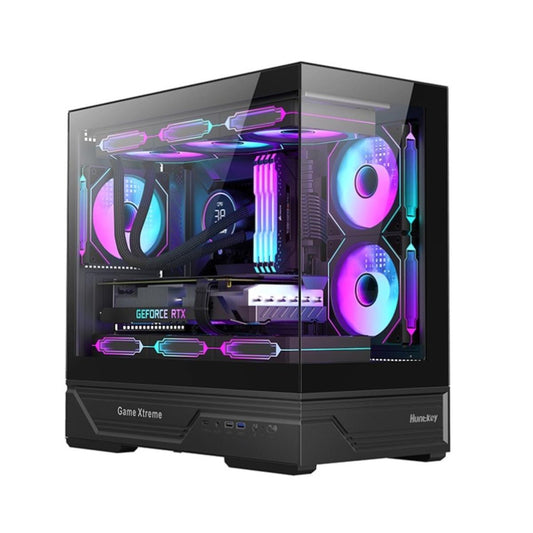 كيس Huntkey GX760AE Fortune Lite فارغ بدون مراوح - أسود
