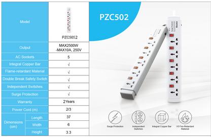 Power Strip PZC502 5 Outlet Surge Protection Jordan Amman Irbid