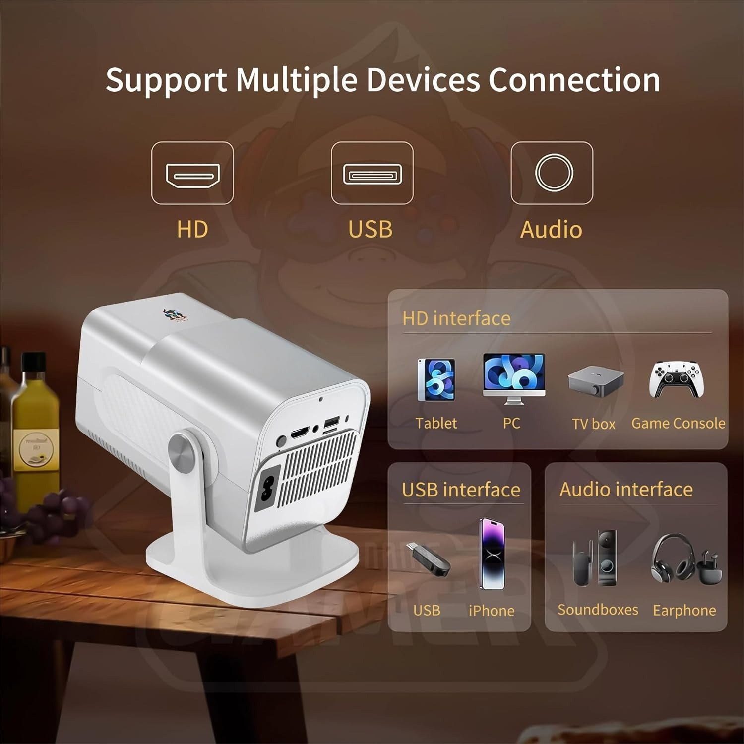 HCS350 Pro 4K Projector with 30000 Built-in Games