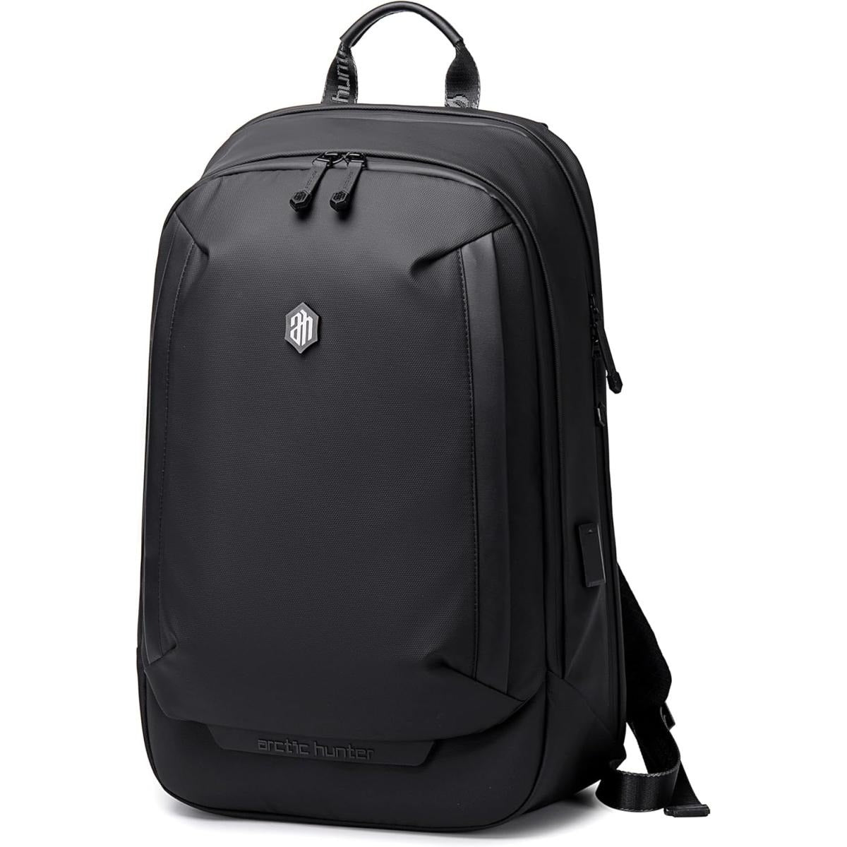 حقيبة كتف مضادة للسرقة من Arctic Hunter مقاس 15.6 بوصة مقاومة للماء مع جيوب متعددة ومنفذ USB مدمج للرجال والنساء، لون أسود
