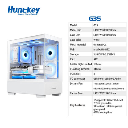 Huntkey G35 Empty Gaming Case White