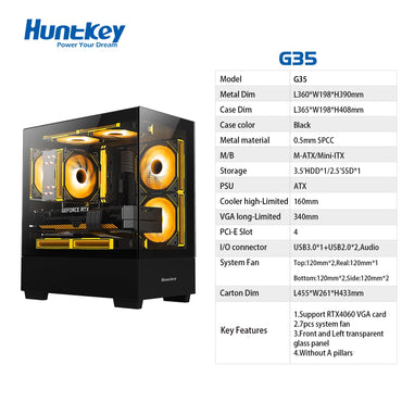 Huntkey G35 Empty Gaming Case Black