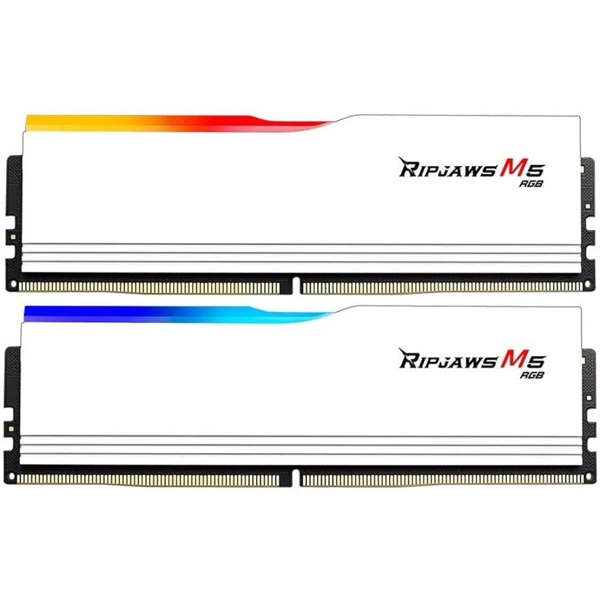 مجموعة ذاكرة G.SKILL Ripjaws M5 RGB سعة 32 جيجابايت (2 × 16 جيجابايت) DDR5 RAM بسرعة 6000 ميجا نقلة/ثانية وتوقيت CL36 - أبيض