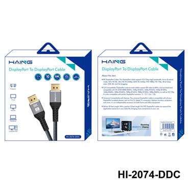HAING HI-2074-DDC 3M 8K DisplayPort to DisplayPort cable supporting 8K 60Hz 4K 144Hz HDR10 and gold-plated connectors in Jordan