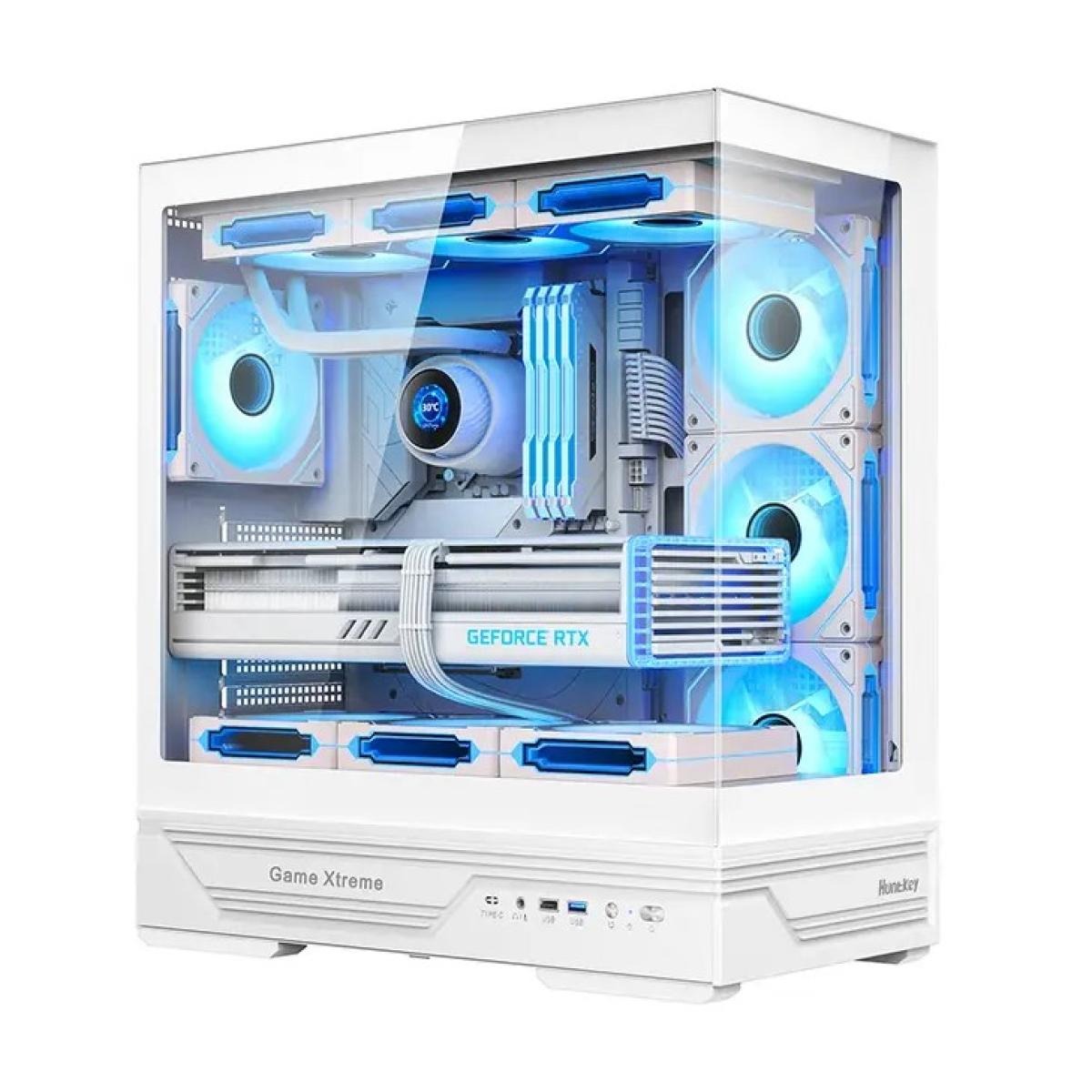 كيس Huntkey GX760A Gaming فارغ بدون مراوح - أبيض