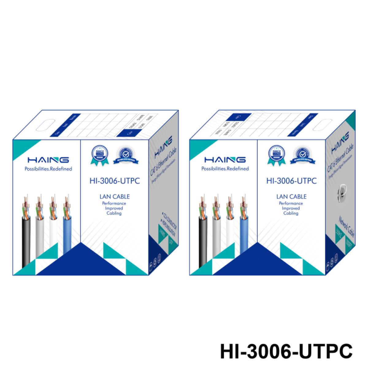 HAING HI-3006-UTPC CAT6 cable packaging with available cable color illustrations