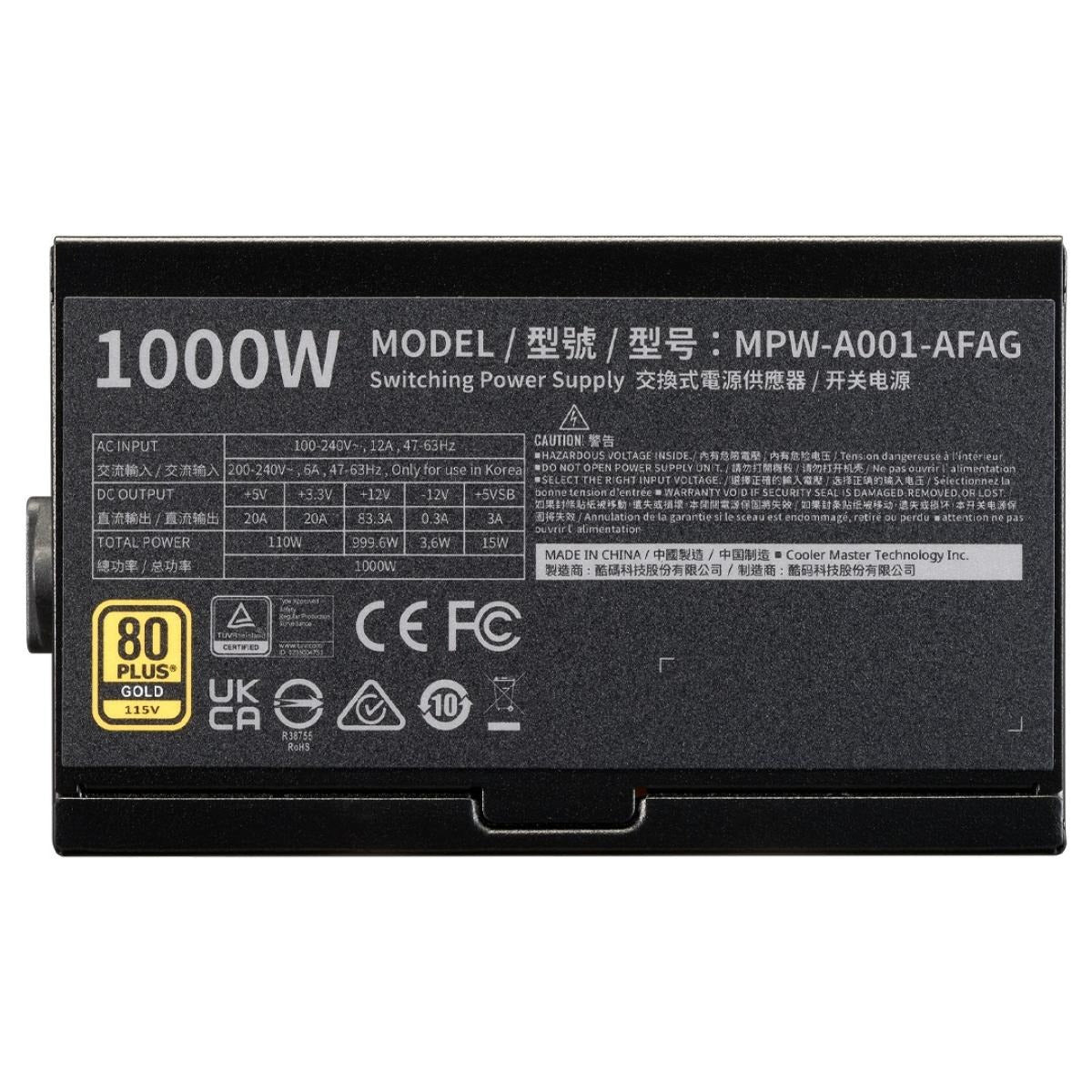 مزود طاقة Cooler Master Elite Gold 1000W ATX 3.1 معياري بالكامل