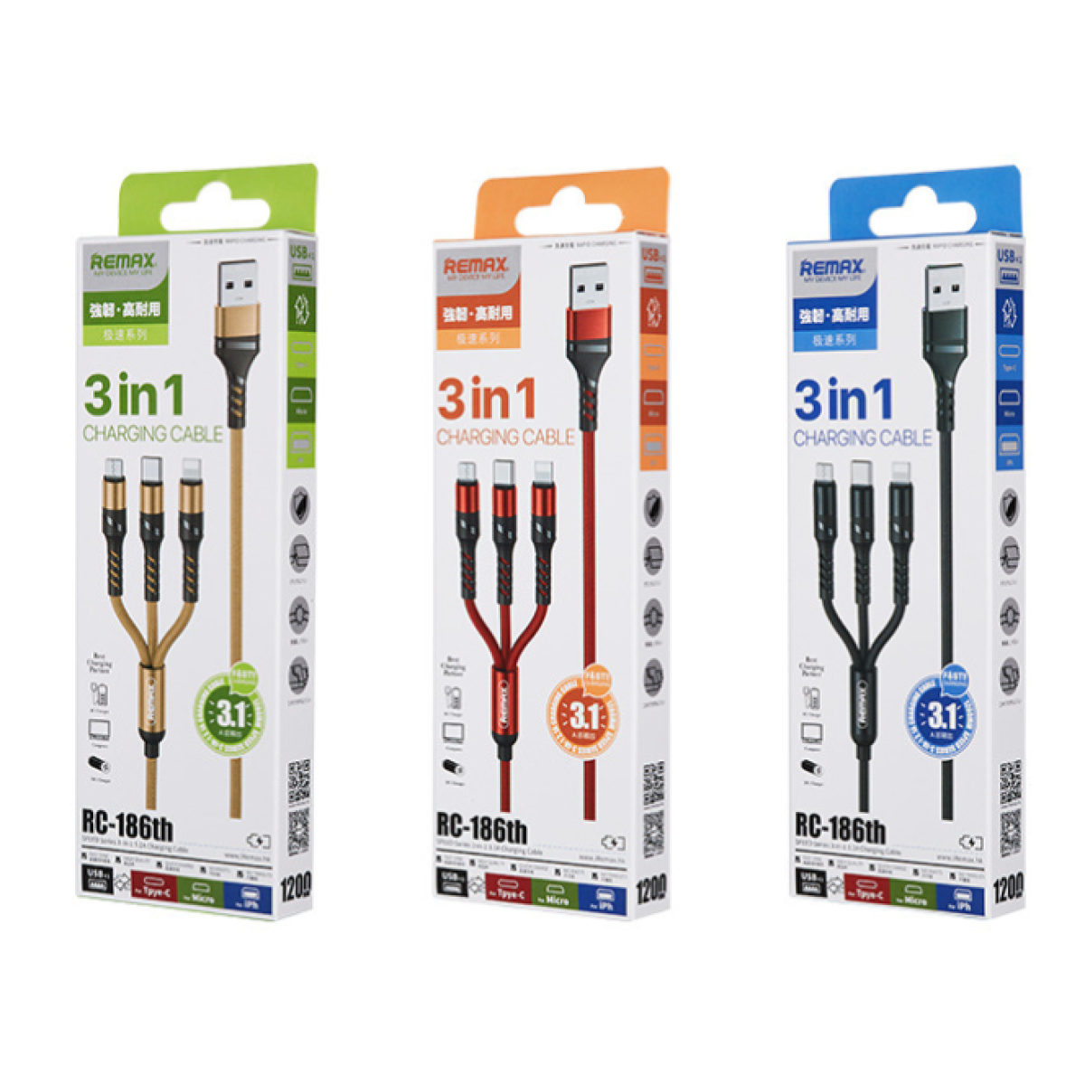 Remax RC-186TH 3 in 1 Charging Cable