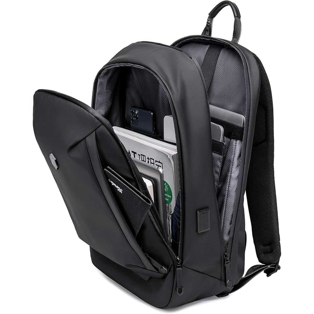 حقيبة كتف مضادة للسرقة من Arctic Hunter مقاس 15.6 بوصة مقاومة للماء مع جيوب متعددة ومنفذ USB مدمج للرجال والنساء، لون أسود