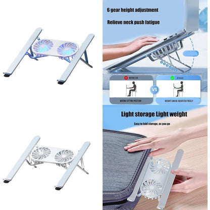 N3 adjustable aluminum laptop stand grey with cooling fan LED lighting and 6 angles in Jordan Amman Irbid from SAMMAN.JO and AlSamman For Computer