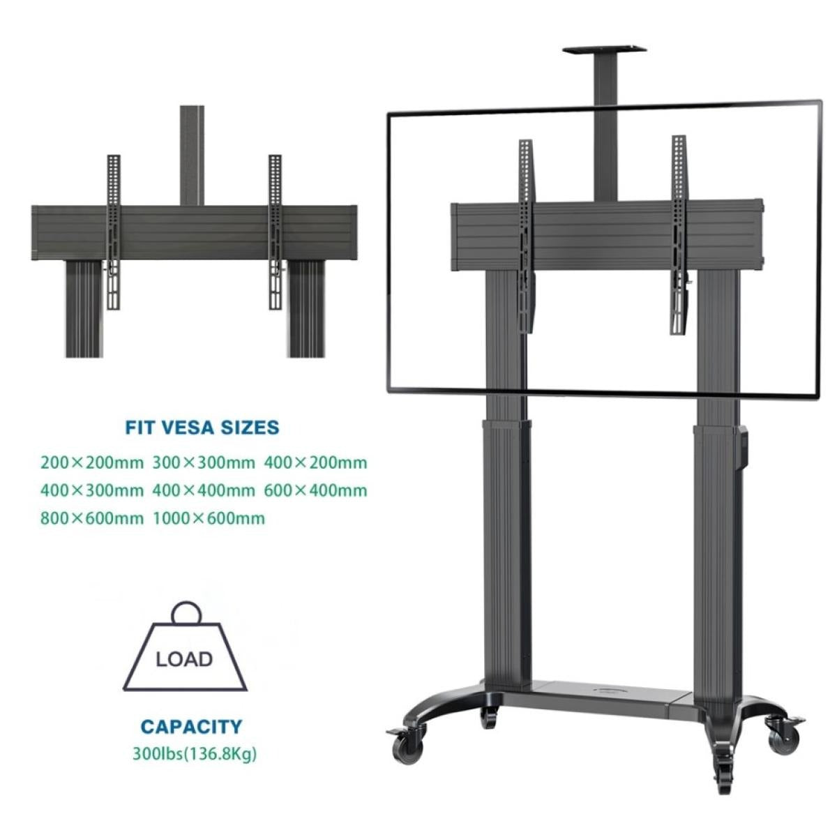 NB North Bayou T70 75"-100" Motorized Height Adjustable Large Display Mobile TV Bracket Trolley