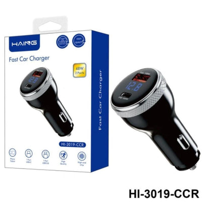 شاحن سيارة سريع HAING HI-3019-CCR بمنفذين بقوة 48 وات