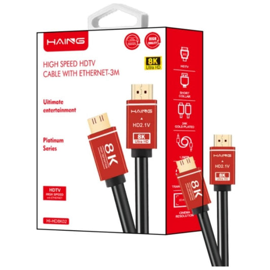 HAING HD8K03 8K High Speed HDTV HDMI 2.1 Cable with Ethernet 5M