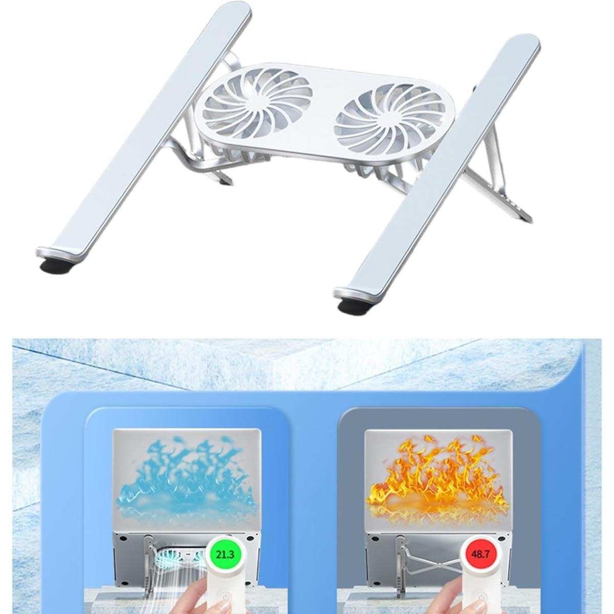 N3 adjustable aluminum laptop stand grey with cooling fan LED lighting and 6 angles in Jordan Amman Irbid from SAMMAN.JO and AlSamman For Computer