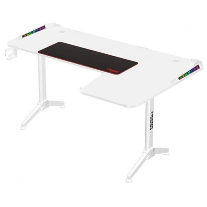 Twisted Minds WARRIOR L Shaped Gaming Desk RGB (Right) WHITE, P2 Carbon Fiber, Cable Management Features, Up To 80kg, RGB Lighting (160CM*100CM*75CM)