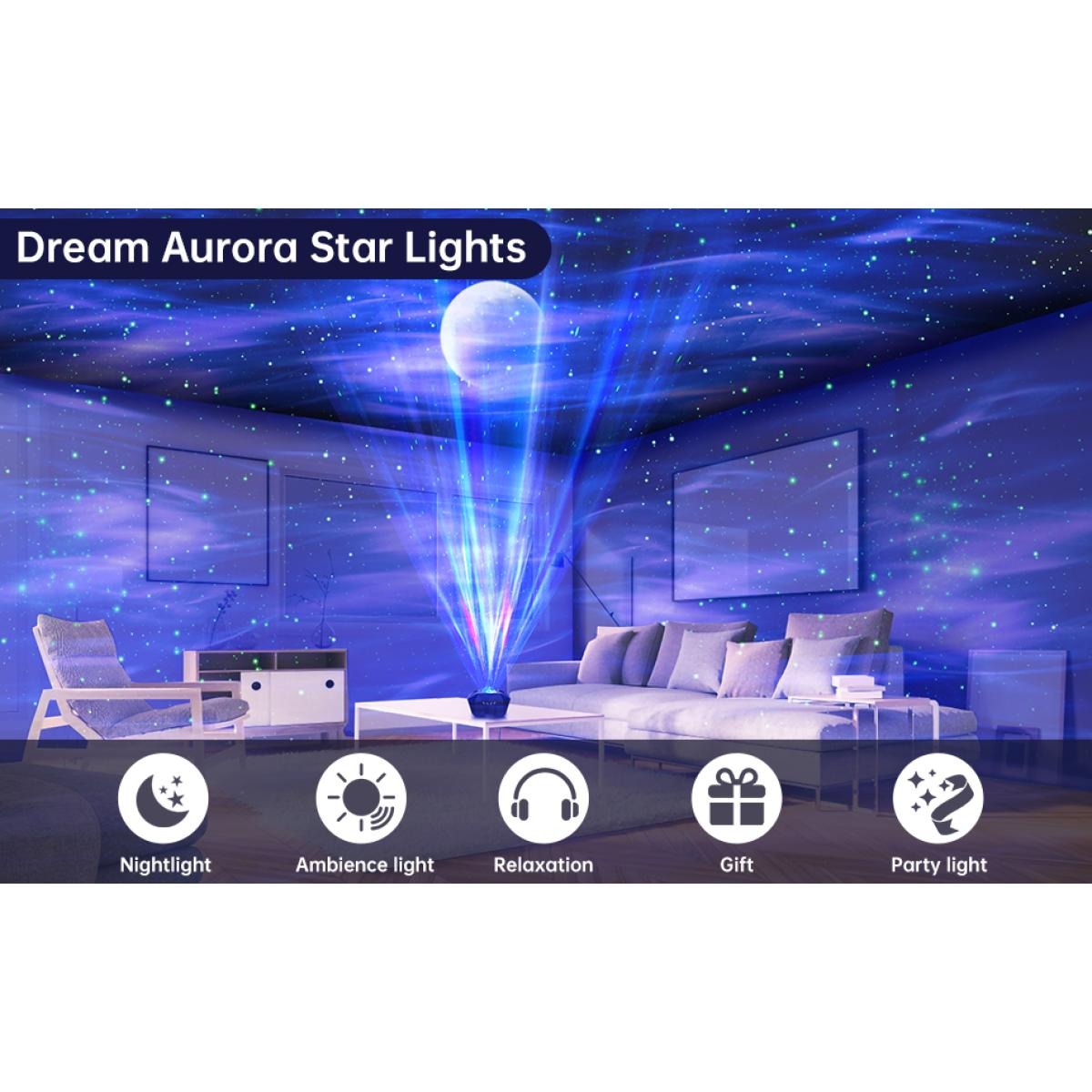 جهاز عرض الشفق والنجوم Dream Aurora مع سماعة بلوتوث