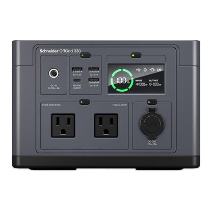 Front view of Schneider OffGrid Portable Power Station 330