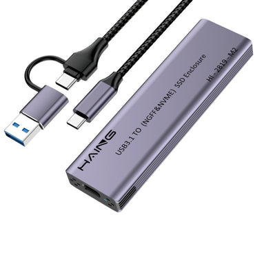 HAING HI-2819-M2 aluminum M.2 NVMe and SATA SSD enclosure USB 3.2 Gen 2 10Gbps up to 4TB at SAMMANPC AlSamman For Computer Jordan
