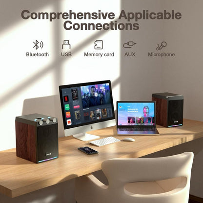 HPYLIFAll.H in One SL-70 Wireless RGB Bookshelf Speakers with Remote 50W