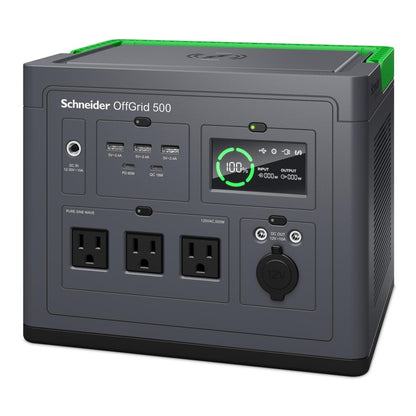 Schneider OffGrid Portable Power Station 500 LCD display