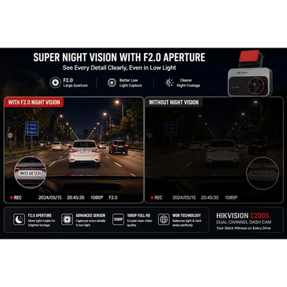 Hikvision AE-DC2328-C200S 2CH dual-channel 1080P front rear dash camera with IPS display Wi-Fi and G-Sensor from Al-Samman Computer Jordan