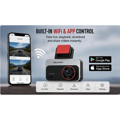 Hikvision AE-DC2328-C200S 1080P front dash camera with 3-inch IPS screen Wi-Fi and G-Sensor from Al-Samman Computer in Amman and Irbid Jordan