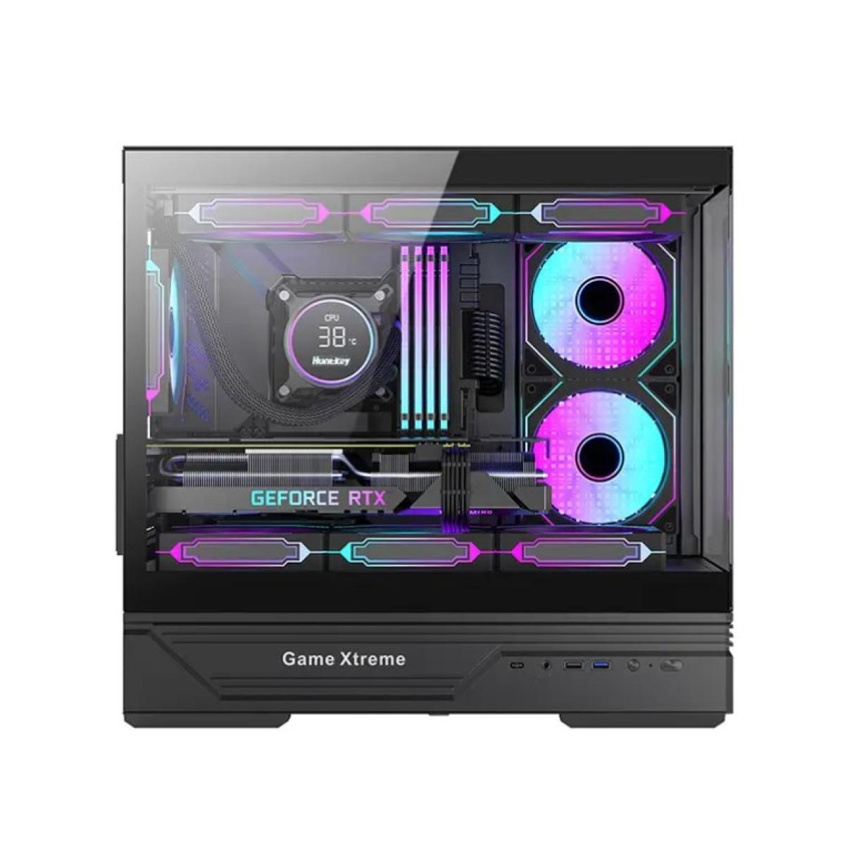 كيس Huntkey GX760AE Fortune Lite فارغ بدون مراوح - أسود
