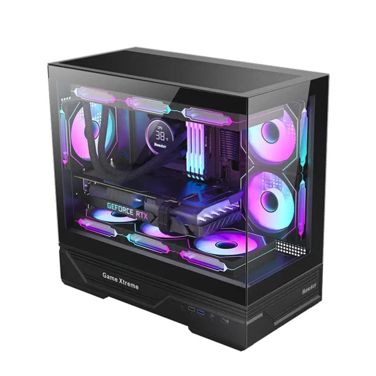 كيس Huntkey GX760AE Fortune Lite فارغ بدون مراوح - أسود