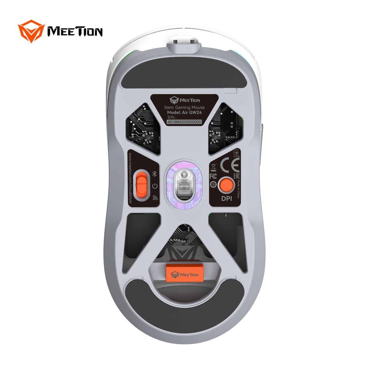 Meetion Air GW24 2.4G Bluetooth & Wired Gaming Mouse -White