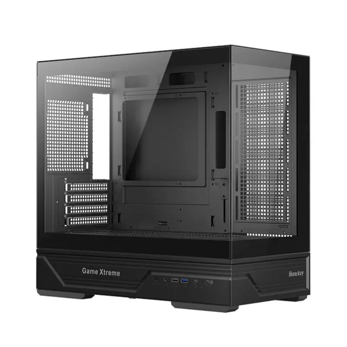 كيس Huntkey GX760AE Fortune Lite فارغ بدون مراوح - أسود