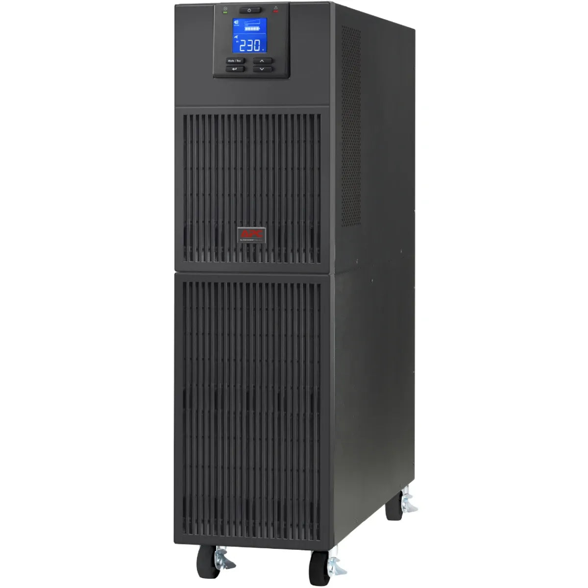 APC SRV6KI Easy UPS On-Line 6KVA 6000W Tower – Double Conversion, 230V Hardwired 3-Wire Output, LCD Display, SmartSlot, Automatic Bypass and Emergency Power Off.