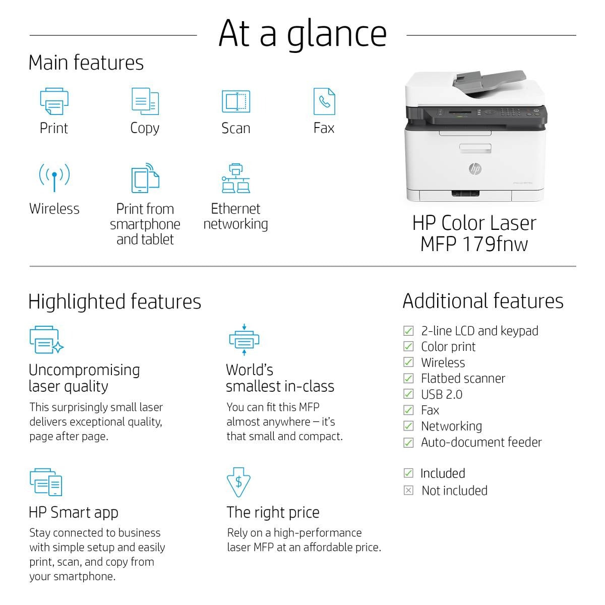 HP Color Laser MFP 179fnw 4-in-1 Wi-Fi color laser printer with scan copy and fax in Jordan Amman and Irbid from AlSamman For Computer