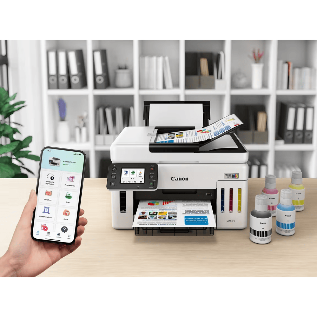 Canon MAXIFY GX6140 wireless MegaTank refillable ink printer with auto duplex 50-sheet ADF Wi-Fi Ethernet and color touchscreen from SAMMAN.JO