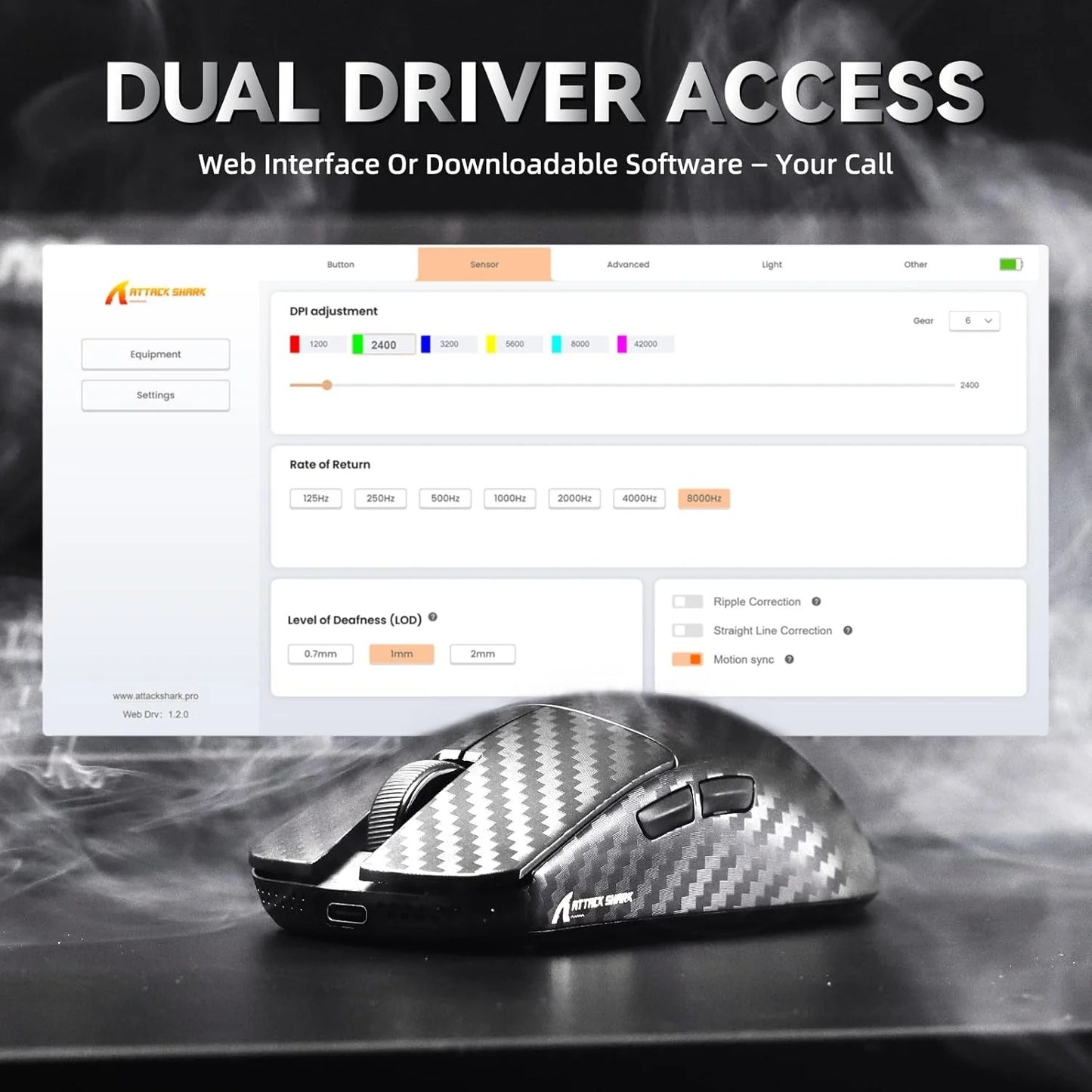 ماوس ATTACK SHARK X8 SE لاسلكي للألعاب في الأردن