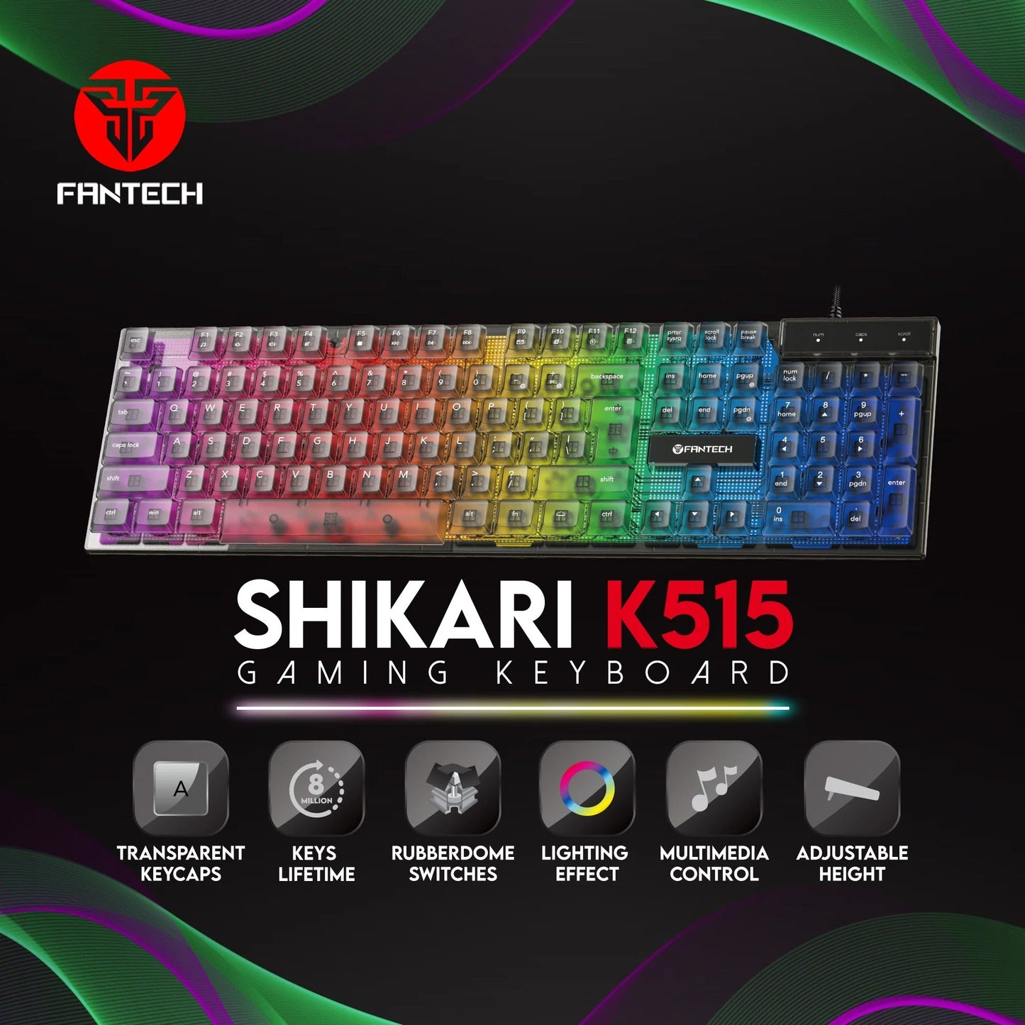 FANTECH SHIKARI K515 Membrane Gaming Keyboard 104 Keys