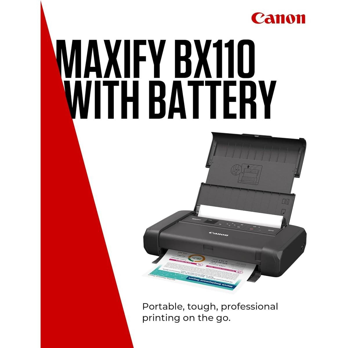 Canon MAXIFY BX110 portable A4 inkjet printer with rechargeable battery 330-page yield dual-band Wi-Fi USB-C and OLED display from SAMMAN.JO