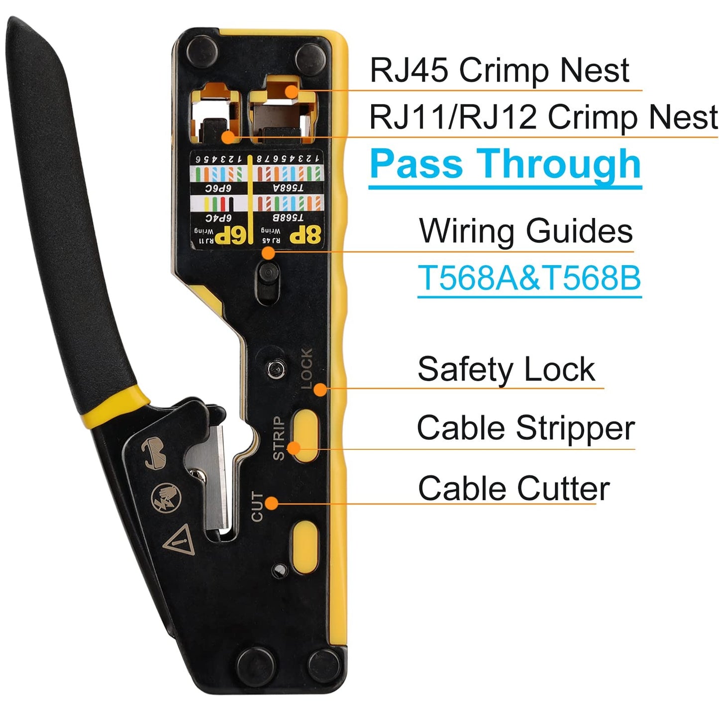 كماشة شبكة متعددة RJ45 RJ11 احترافية