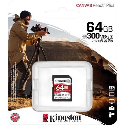 كرت ذاكرة Kingston SD 64GB سرعة 300MB