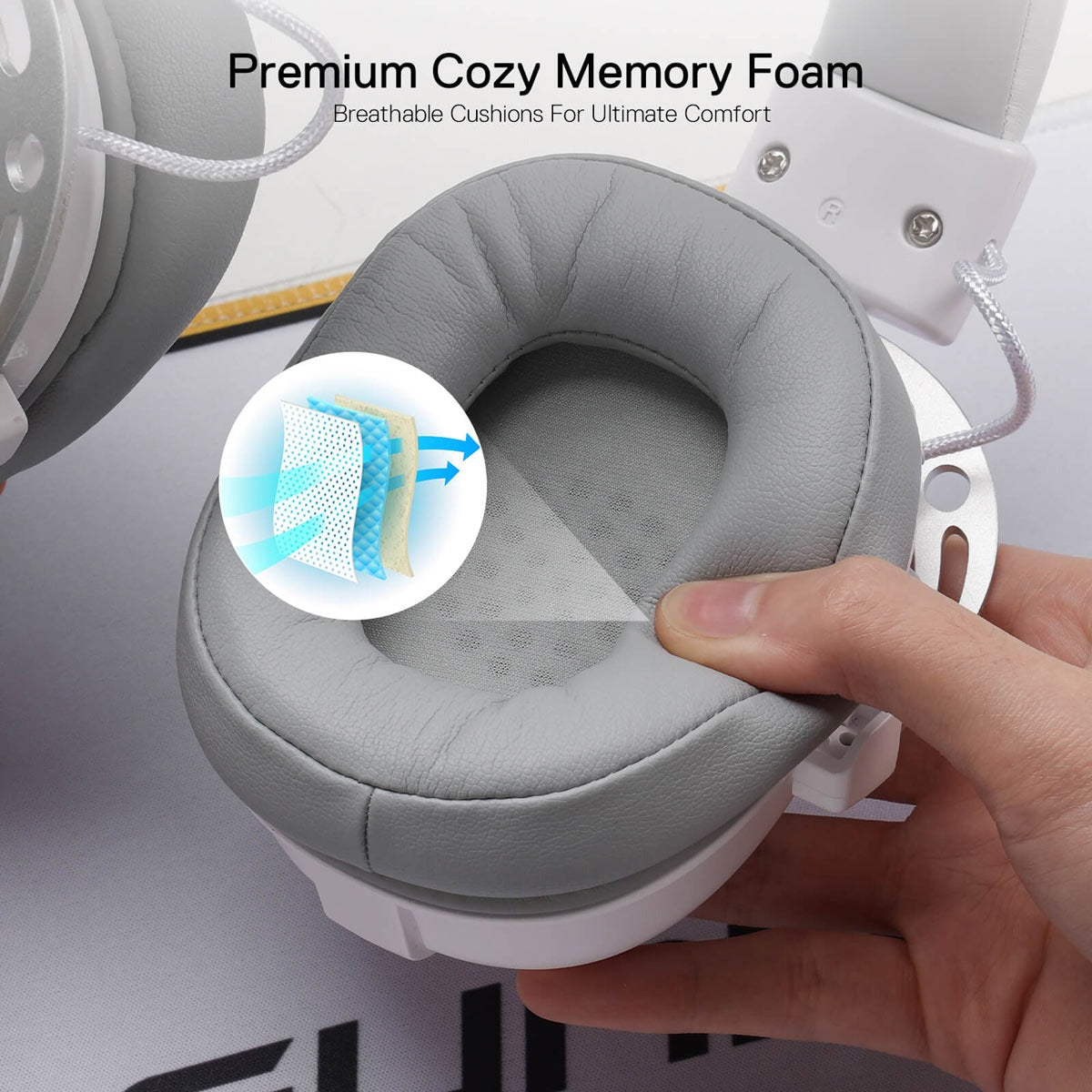 Redragon H376WG Aurora 7.1 Wired Gaming Headset – White