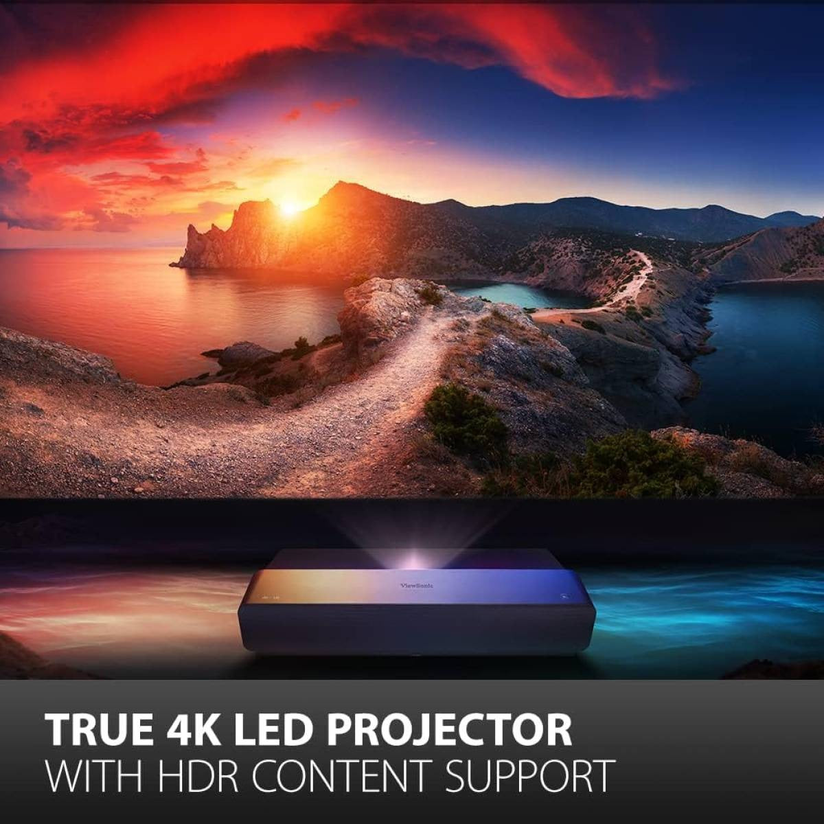 ViewSonic X1000-4K+ 4K HDR ultra short throw smart LED projector with 40W Harman Kardon soundbar Wi-Fi and Bluetooth from SAMMAN.JO
