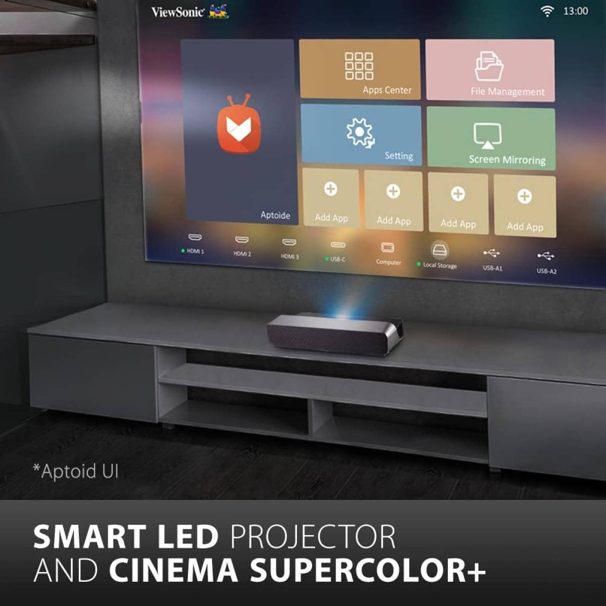 ViewSonic X1000-4K+ 4K HDR ultra short throw smart LED projector with 40W Harman Kardon soundbar Wi-Fi and Bluetooth from SAMMAN.JO