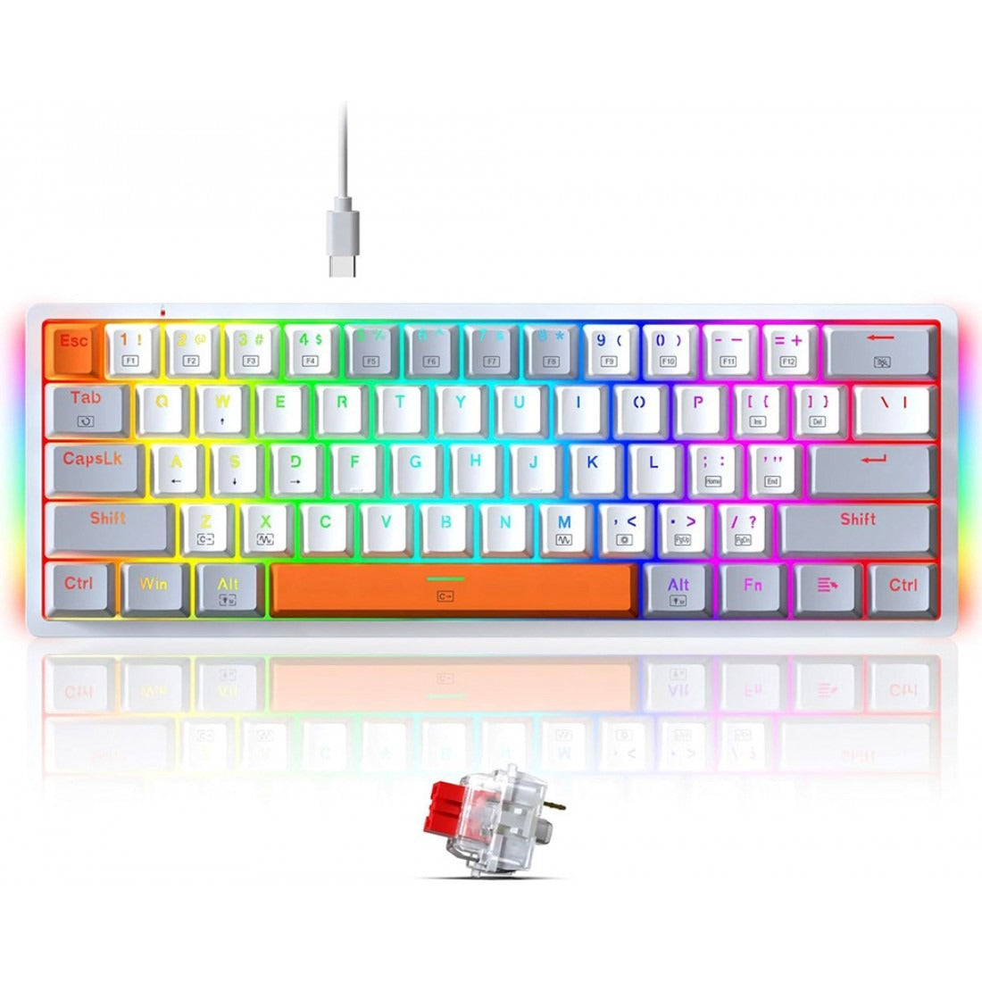 Redragon AKALI K642 WGO 60% Wired RGB Mechanical Gaming Keyboard – Red Switch