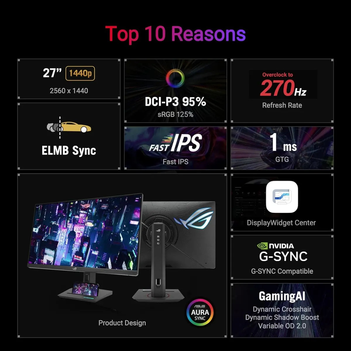 ASUS ROG Strix XG27ACMG 27" 2K 270Hz Gaming Monitor